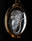 Medusa Clear Quartz Intaglio 18K Gold Pendant - Ready to Wear
