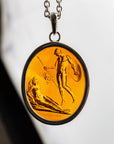 Mars and Rhea Silvia Glass Intaglio Pendant