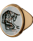 Minotaur Bloodstone Intaglio 18K Gold Signet Ring