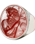 Poseidon Carnelian Intaglio Sterling Silver Signet Ring