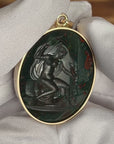 Aphrodite and Cupid Bloodstone Intaglio 18K Gold Pendant