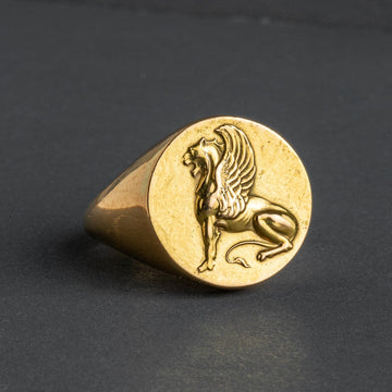 Winged Guardian 18K Gold Signet Ring