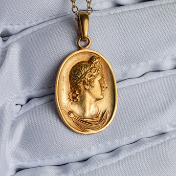 Apollo Belvedere Bust 18K Gold Pendant