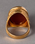 Chnoubis Carnelian Intaglio 18K Gold Signet Ring