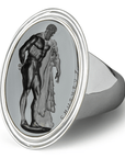 Hercules Black Onyx Intaglio Silver Signet Ring