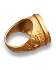 Hermes With Lyre Blue Chalcedony Intaglio 18K Gold Signet Ring