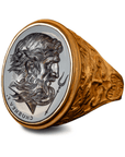 Hades Blue Sapphire Intaglio 18K Gold Signet Ring