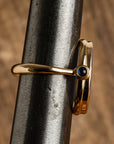 Boy with Dog Blue Chalcedony Intaglio 18K Gold Signet Ring