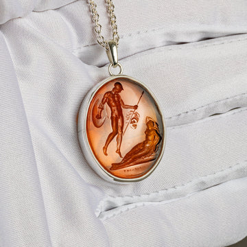 Mars and Rhea Silvia Glass Intaglio Pendant