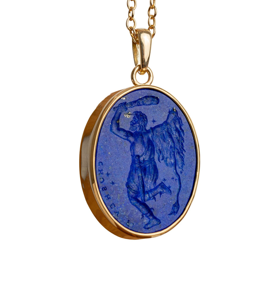 Orion Lapis Lazuli Intaglio 22K Gold Pendant