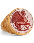 Sphinx Carnelian Intaglio 18K Gold Signet Ring