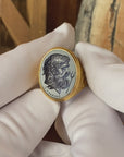 Hades Blue Sapphire Intaglio 18K Gold Signet Ring