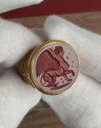 Sphinx Carnelian Intaglio 18K Gold Signet Ring