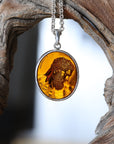 Farnese Hercules Glass Intaglio Sterling Silver Pendant