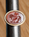 Cupid & Lion Carnelian Intaglio 18K Gold Signet Ring