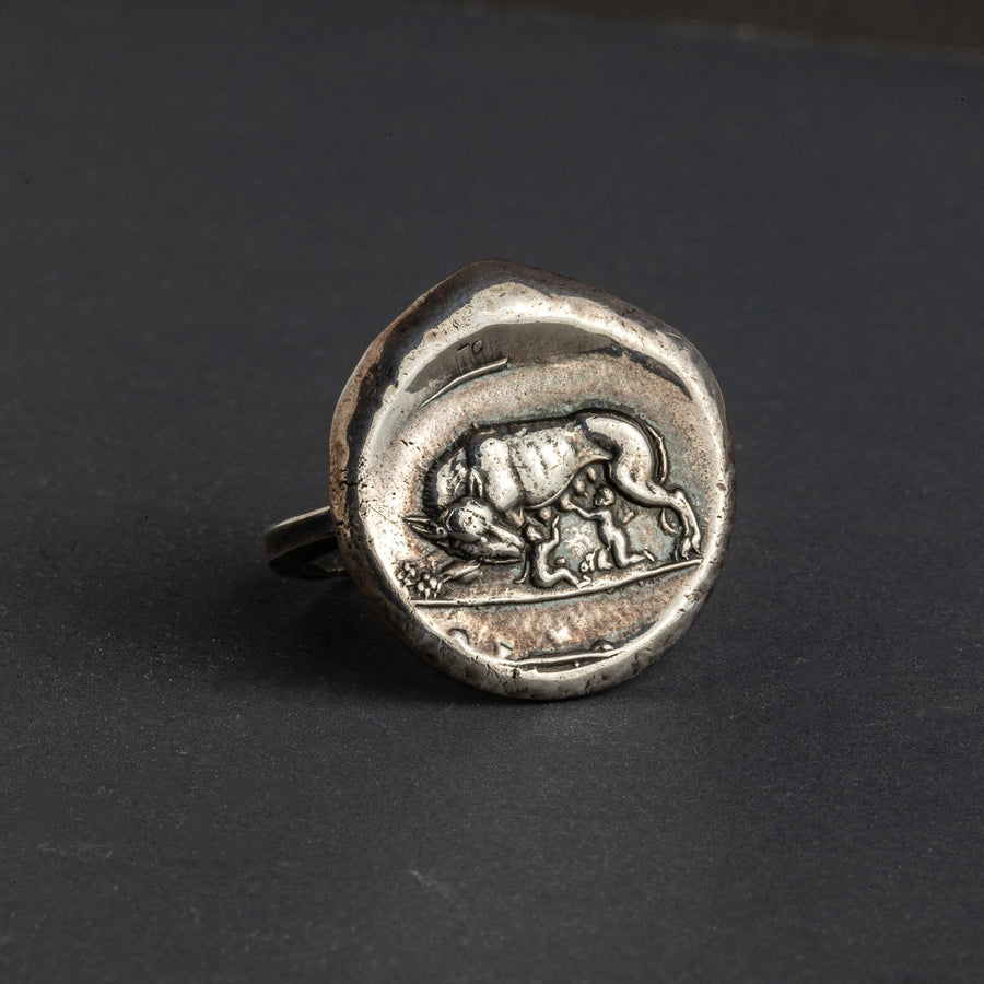 Romulus and Remus Coin Ring