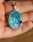 Antinous Glass Intaglio Sterling Silver Pendant