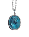 Antinous Glass Intaglio Sterling Silver Pendant