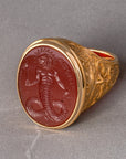 Chnoubis Carnelian Intaglio 18K Gold Signet Ring