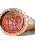 Cupid & Lion Carnelian Intaglio 18K Gold Signet Ring