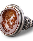 Demosthenes Carnelian Intaglio Sterling Silver Signet Ring