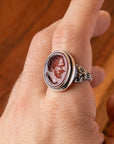 Demosthenes Carnelian Intaglio Sterling Silver Signet Ring