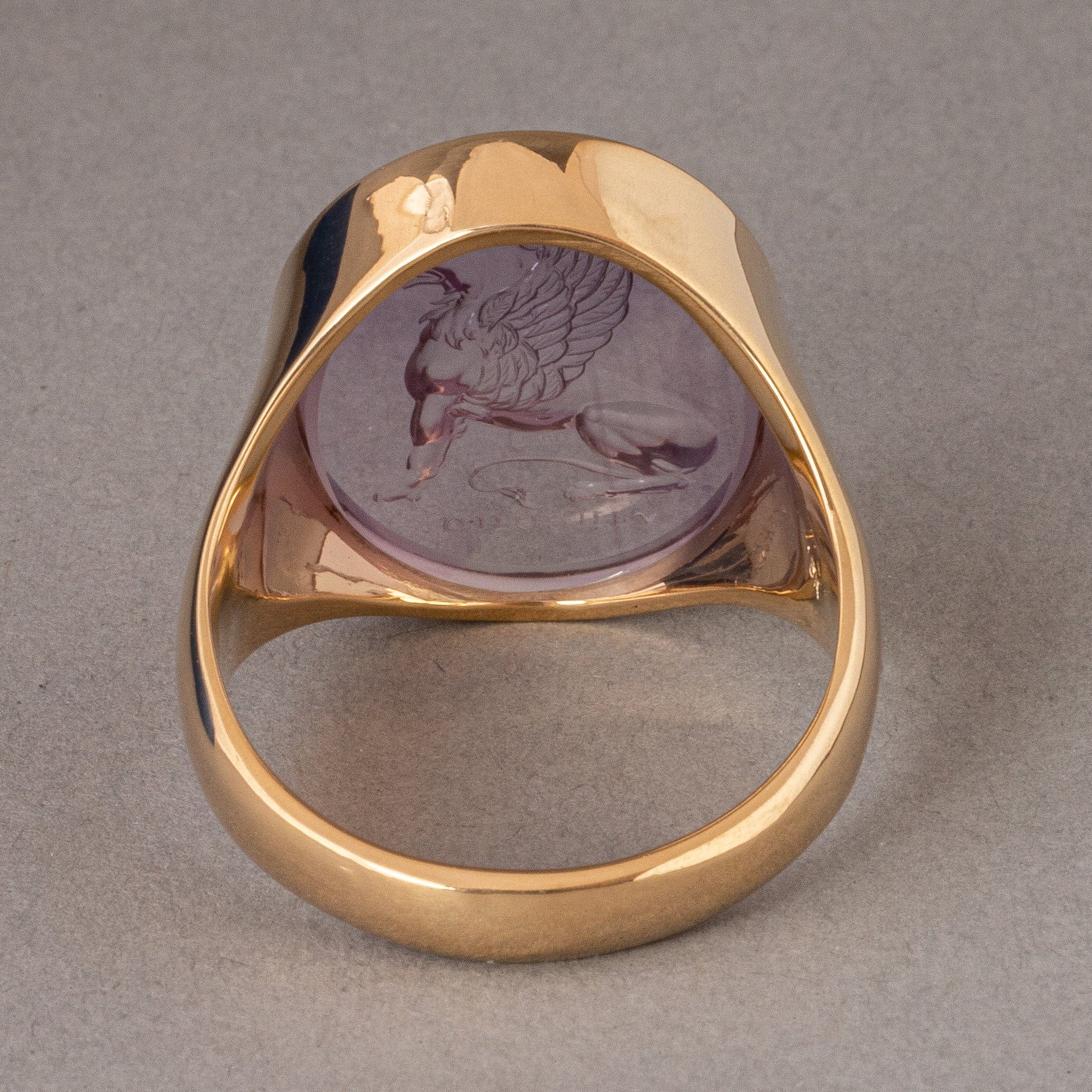 Griffin Amethyst Intaglio 18K Gold Signet Ring – Olithica