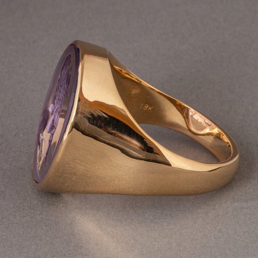 Griffin Amethyst Intaglio 18K Gold Signet Ring