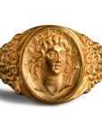 18K gold signet ring depicting the god helios