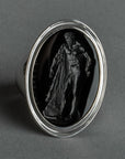 Hercules Black Onyx Intaglio Silver Signet Ring